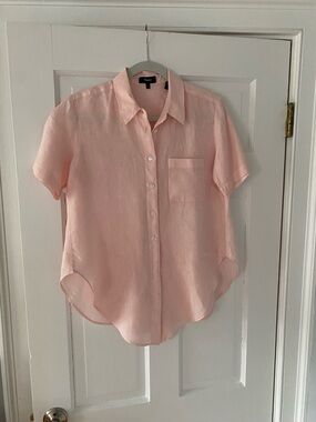 Theory Pink Lightweight Button-Up Shirt